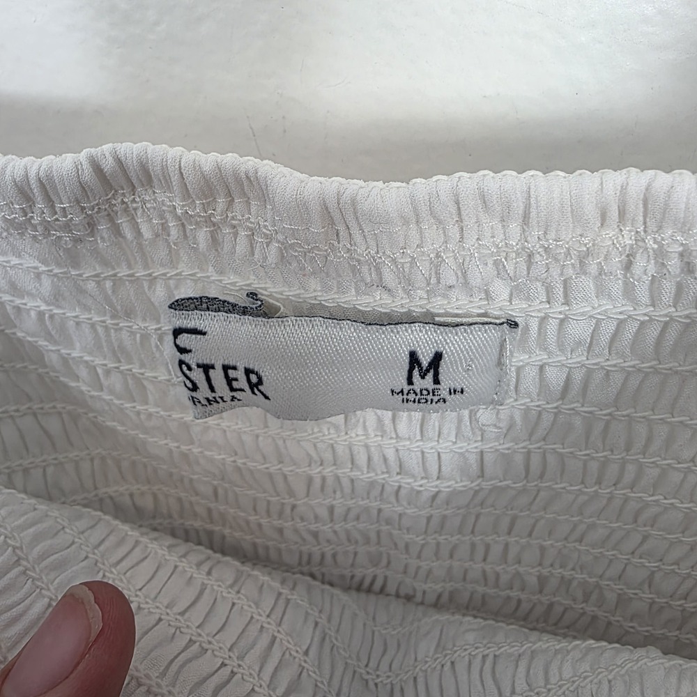 Hollister White Sheer Sleeve Ruched Feminine Angelcore Summer Blouse Size M - Picture 4 of 10